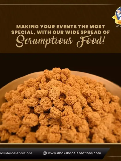 This bowl of boondi is a versatile sweet that can be enjoyed on its own or used to make delicious boondi ladoo. It's one of the many scrumptious food items I offer to make your event special.