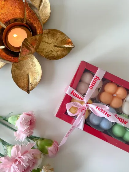 Wishing everyone a Happy Diwali. This gift box of colorful mini bubble candles is a perfect way to share joy.