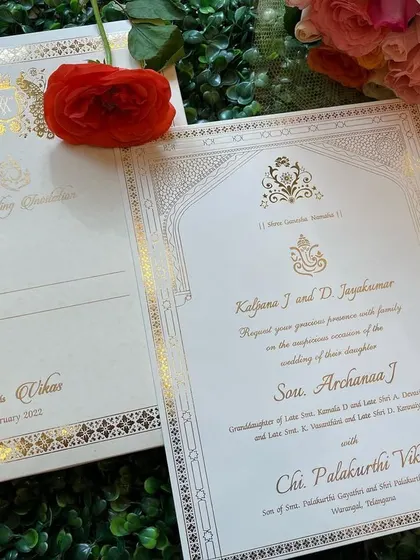 The insert for our royal invitation, featuring elegant typography and traditional motifs. The design is clean and easy to read while maintaining a regal feel.