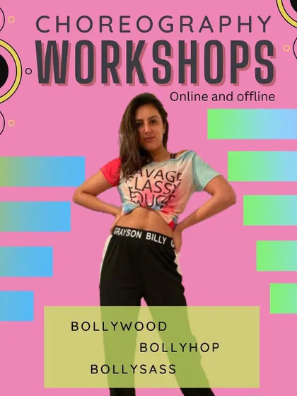 An overview of the different choreography workshops we offer, both online and offline. We cover a range of styles including classic Bollywood, BollyHop, and BollySass to suit every dancer's vibe.
