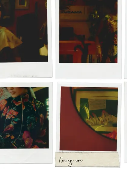 A teaser for the 'Love in Future Past' editorial, presented as a series of polaroid snapshots. This format creates anticipation and hints at the nostalgic, story-driven nature of the project.