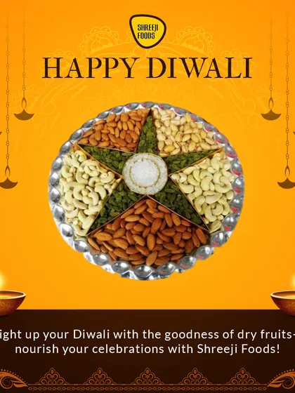 For Diwali, I create special gift platters like this one. This star-shaped arrangement of premium mixed dry fruits is not just a gift, it's a beautiful and healthy way to share happiness during the festival of lights.