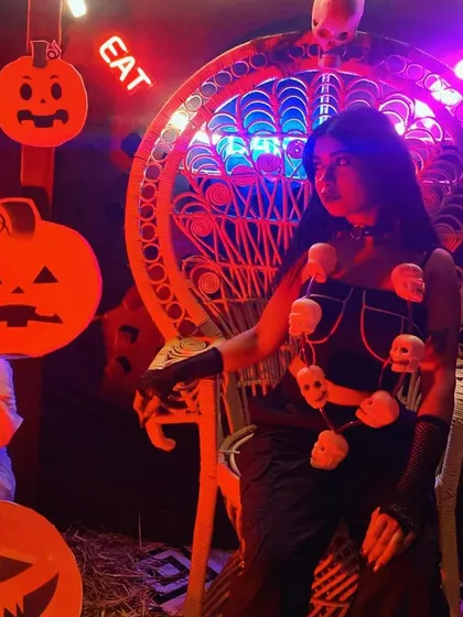 Another angle of my Halloween costume. The combination of Diwali and Halloween inspired this fierce, powerful look.