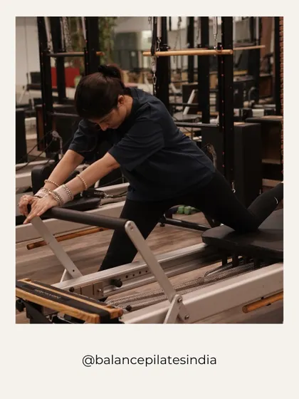 A deep stretch on the reformer. This is amazing for improving hip flexibility and releasing tension.