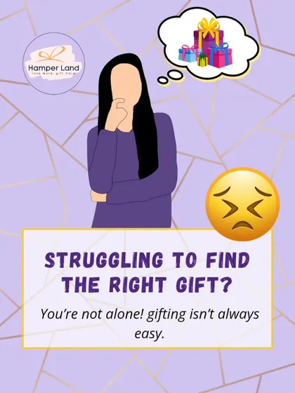 Struggling to find the right gift? This graphic addresses the common stress of gifting and introduces my service as the solution.