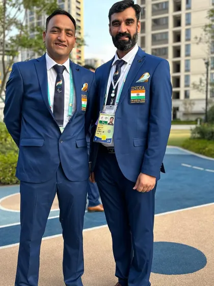 Dressed in the official India blazer at the Asian Para Games. We are not just a team, we are a family.