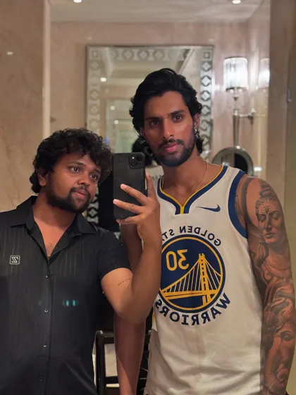 A relaxed selfie with Tilak Varma, showcasing his new look.