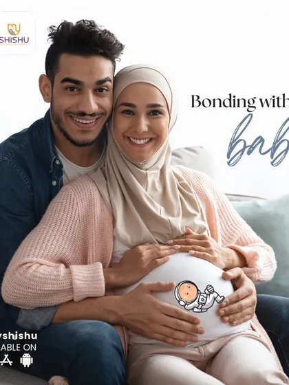 The bond with your baby begins long before birth. This image captures a beautiful moment of a couple connecting with their baby in the womb, a practice I encourage to strengthen the family bond from the very start.