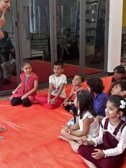 Well-loved illustrator Priya Kuriyan captivating the children with her storytelling. Her expressive narration brings the characters to life right before their eyes.