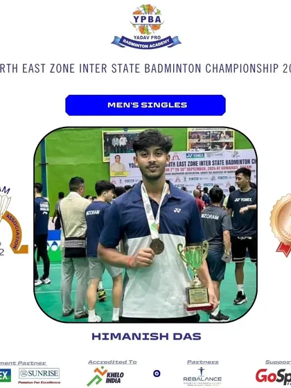 Himanish Das with a Bronze medal in Men's Singles at the North East Zone Inter-State Championship.