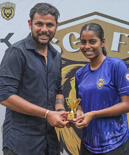 Another talented player from our girls' team being recognized as the Player of the Match.