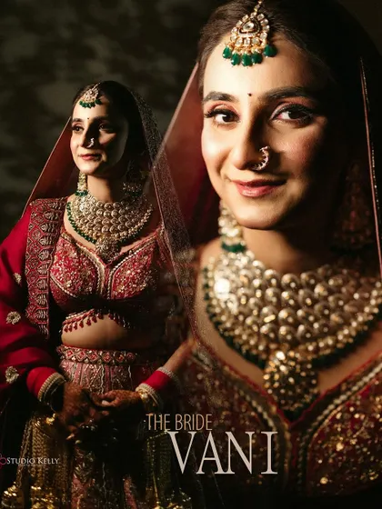 A beautiful double-exposure style portrait of the bride, combining a full-length and close-up shot.