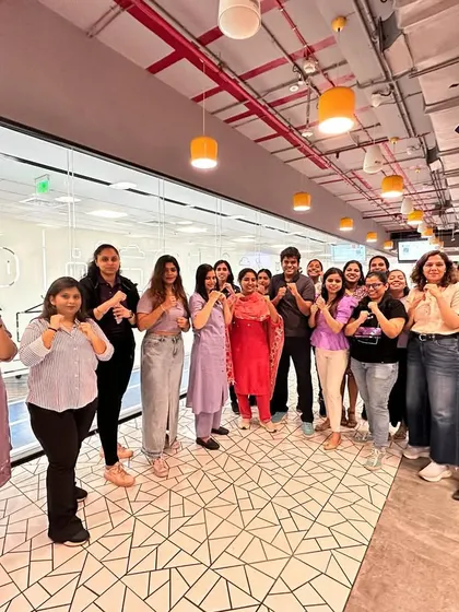 Our team after a women's self-defense workshop for the world's largest shipping line in Mumbai. We focused on building confidence and teaching essential protection skills.