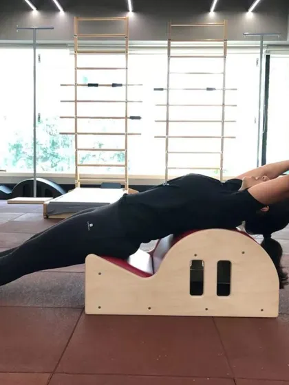 Throwback to 2018, finding that much-needed release on the Spine Corrector. This piece of equipment is my go-to for improving spinal health and mobility.