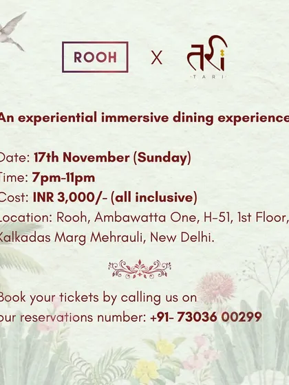 Announcing our experiential immersive dining collaboration with Tari. These events are designed to be a complete sensory journey, going beyond just the food.