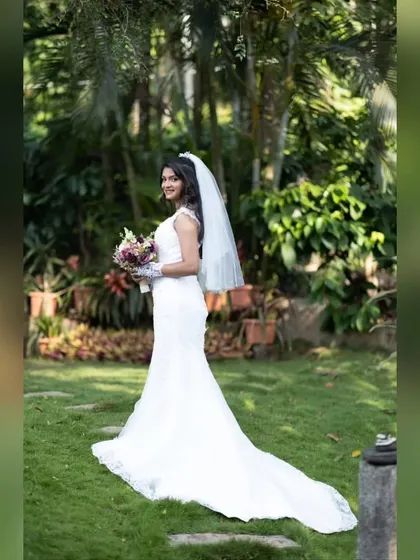 Here is one of my beautiful brides, Wilsy, looking absolutely radiant in her custom-fitted mermaid gown. We designed this piece to embody grace, with delicate hand-embroidery and a silhouette that felt both timeless and personal to her.