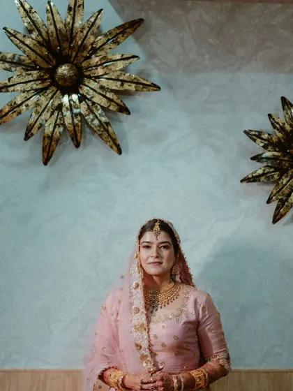 A simple and beautiful portrait of the Kashmiri bride on her Nikkah day, her serene expression radiating happiness.