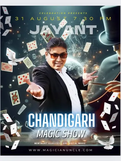 This poster was for a show I performed in Chandigarh. My performances are a mix of illusion, mentalism, and digital magic, tailored for a modern and sophisticated audience.