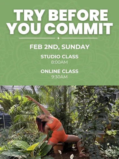 Not sure if it's for you? I offer free trial classes for both studio and online sessions. It's the perfect opportunity to experience my teaching style before you commit.