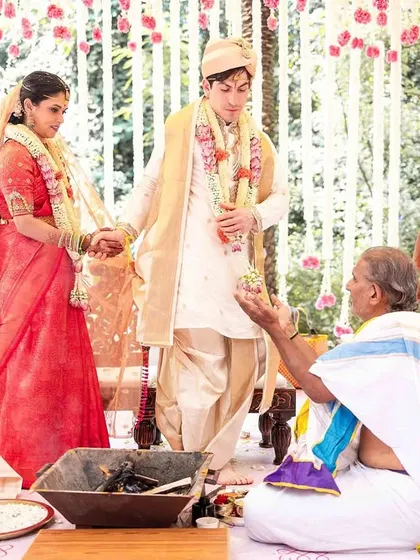 A priest guides the couple through the sacred rituals of a traditional Hindu wedding. I work closely with all vendors, including priests, to ensure every ceremony is authentic.