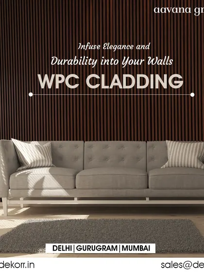 We infused elegance and durability into this living room with a floor-to-ceiling WPC cladding accent wall. It serves as a beautiful, textured backdrop for the sofa, making the entire room feel more polished and modern.