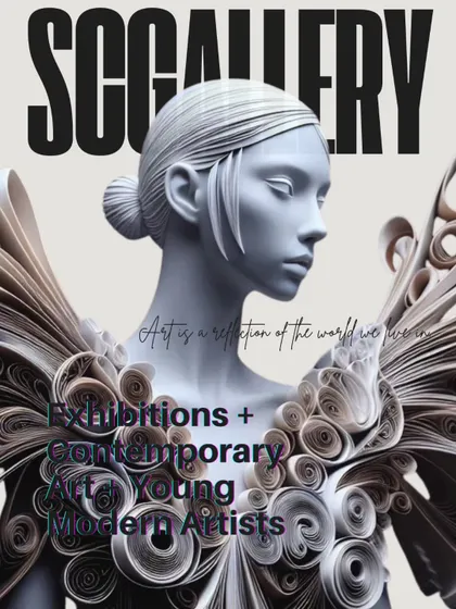 A stylish graphic promoting our gallery as a hub for contemporary art and young modern artists, perfect for collectors and interior designers.