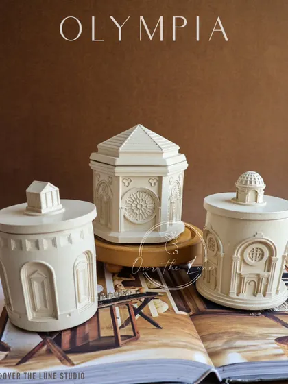 My new set of three Roman-inspired sculptural jars. Each one has a unique architectural design, perfect for adding a touch of ancient elegance to your decor.