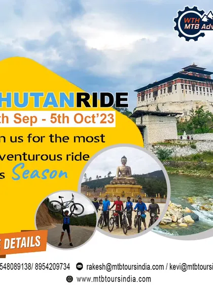 Our poster for the Bhutan Ride, an adventurous tour through the Land of the Dragon that includes cycling, sightseeing, and a hike to the famous Tiger's Nest Monastery.