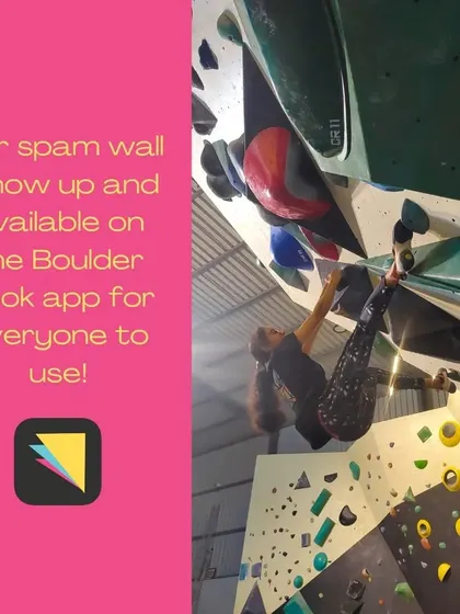 This is our Spam Wall, a unique feature where you can create your own routes. We've integrated it with the Boulder Book app, so you can log your climbs and track your progress.