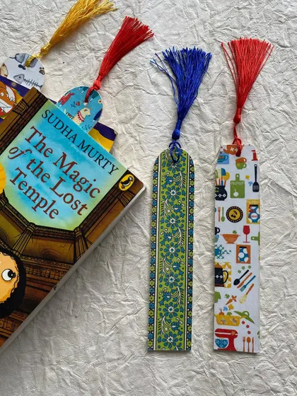 These bookmarks have kitchen and ethnic print themes.
