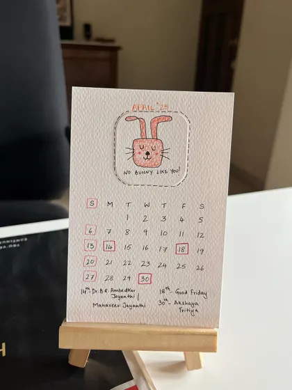 A cute bunny for April with the message, "No bunny like you!".