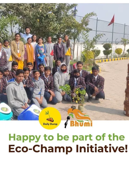 Happy faces from the Eco-Champ Initiative. These students are learning hands-on about waste segregation and composting, becoming the next generation of environmental leaders.