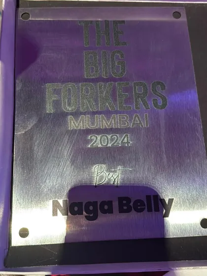 A close-up of the metal plaque for The Big Forkers Mumbai 2024 award. We are so grateful for this honor.