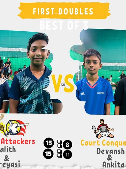 A First Doubles match from Day 1. The Ace Attackers start their campaign with a win.