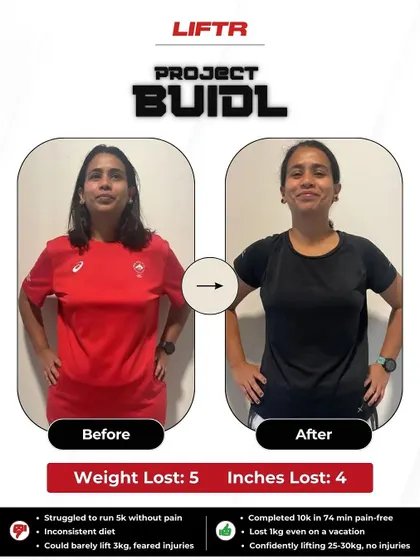 Smarta went from struggling to run 5k without pain to crushing a 10k in 74 minutes. By building strength, she not only improved her running but also found the confidence to lift 25-30 kgs without fear of injury. Her son even joined and got hooked on the positive atmosphere.