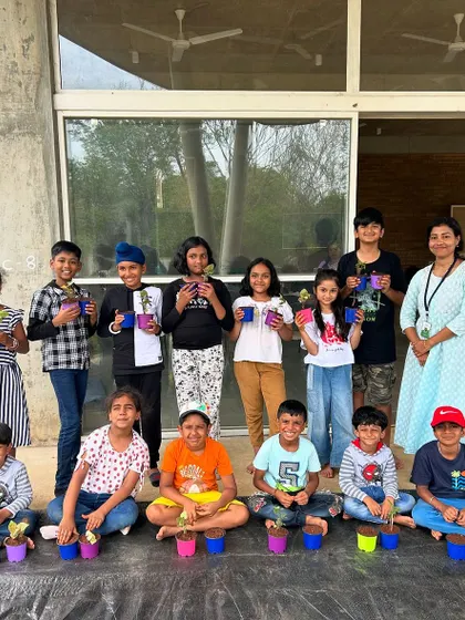 A happy group from our 2024 Summer Camp. These programs are filled with hands on activities, learning, and fun in a natural environment.