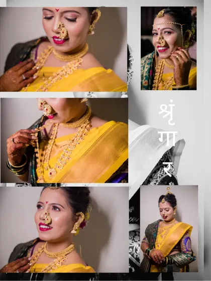 A creative collage of bridal portraits, blending color and monochrome to create an artistic tribute to the bride.