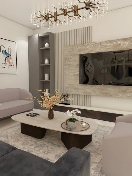 Another angle of the ATS Pristine living room, showing the complete layout with the TV unit as the focal point. The design is perfect for both relaxing and entertaining.