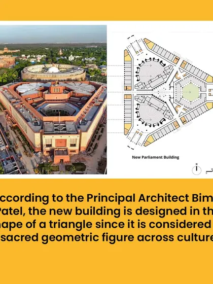 The new Parliament building is designed in the shape of a triangle, a sacred geometric figure in many cultures. This is a great example of math in modern architecture.