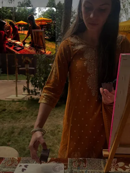 A quiet moment of creativity at a wedding at Area 83. The beautiful, relaxed setting is the perfect place for guests to unwind and try something new. I am so grateful to bring this joy to celebrations.