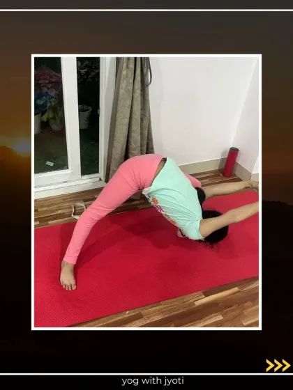A student demonstrates a deep stretch in Shirsh Padangushthaan Asana, a pose that requires a blend of strength, balance, and concentration.