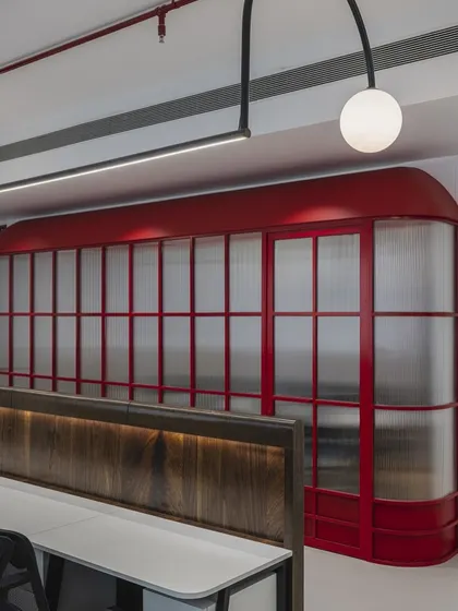 We believe work can be exciting, so we gave this 3200 sq. ft. Mumbai office a whimsical twist. The conference room is inspired by the iconic UK telephone booth, infusing a playful and memorable element into the daily work environment.