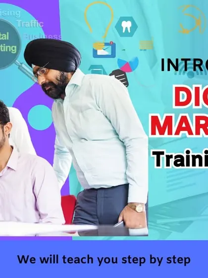 A visual introduction to my digital marketing training course. It shows a collaborative learning environment where I teach the latest strategies step-by-step to boost your online presence.