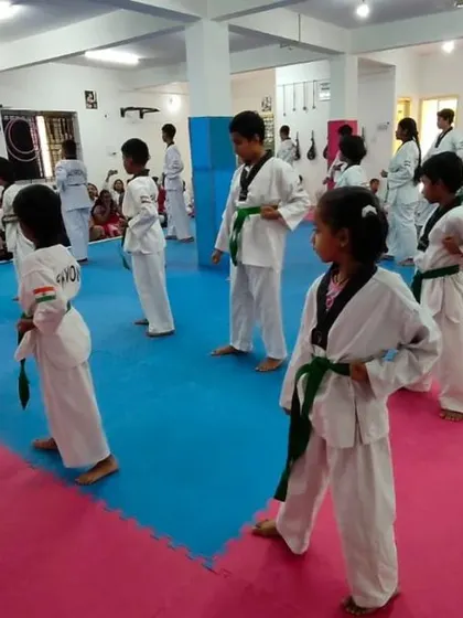 Students practicing their stances.