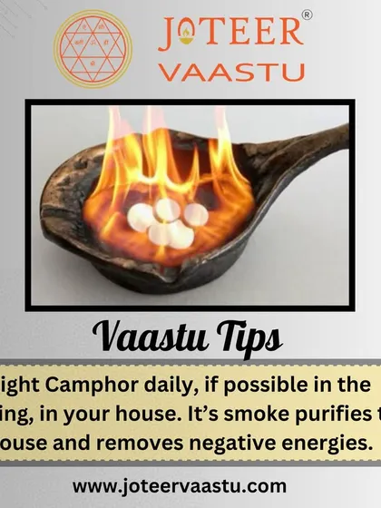A simple daily ritual for purification is to light camphor in your house, preferably in the evening. Its smoke is known to purify the atmosphere and remove stagnant or negative energies.