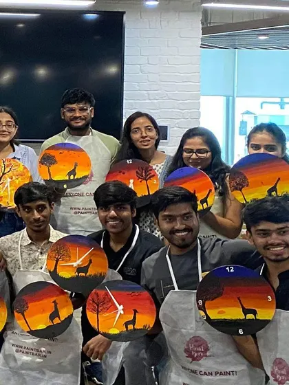 Another group shot of the LinkedIn team with their finished clocks. It's a fun and rewarding experience to create something so useful.