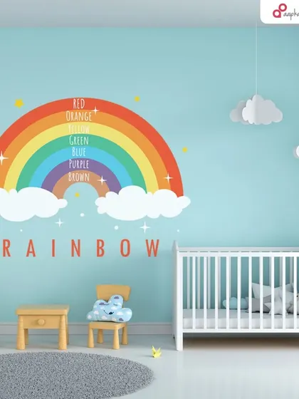 The rainbow mural is a simple yet effective way to bring colour and joy into a nursery, creating a happy and positive space for your baby.