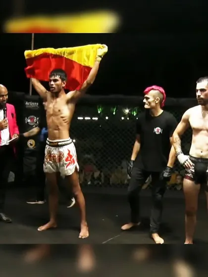 Namma pride, always. When we fight, we carry the spirit of Karnataka with us. This is more than a sport for us; it's about representing our home with honor and strength. This moment, with our fighter Chandan holding the flag high after a win, says it all.