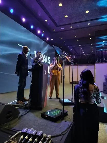 Our team managing the teleprompters for multiple speakers at the Zee 5 event.