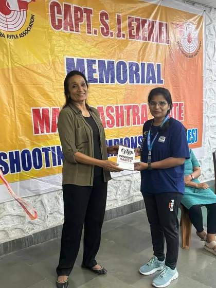 Our shooter Rubika Zaidi receiving her award at the Captain Ezekiel State Shooting Championships for novices.